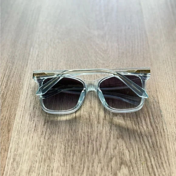quay australia after party clear blue oversized square sunglasses eyewear NEW